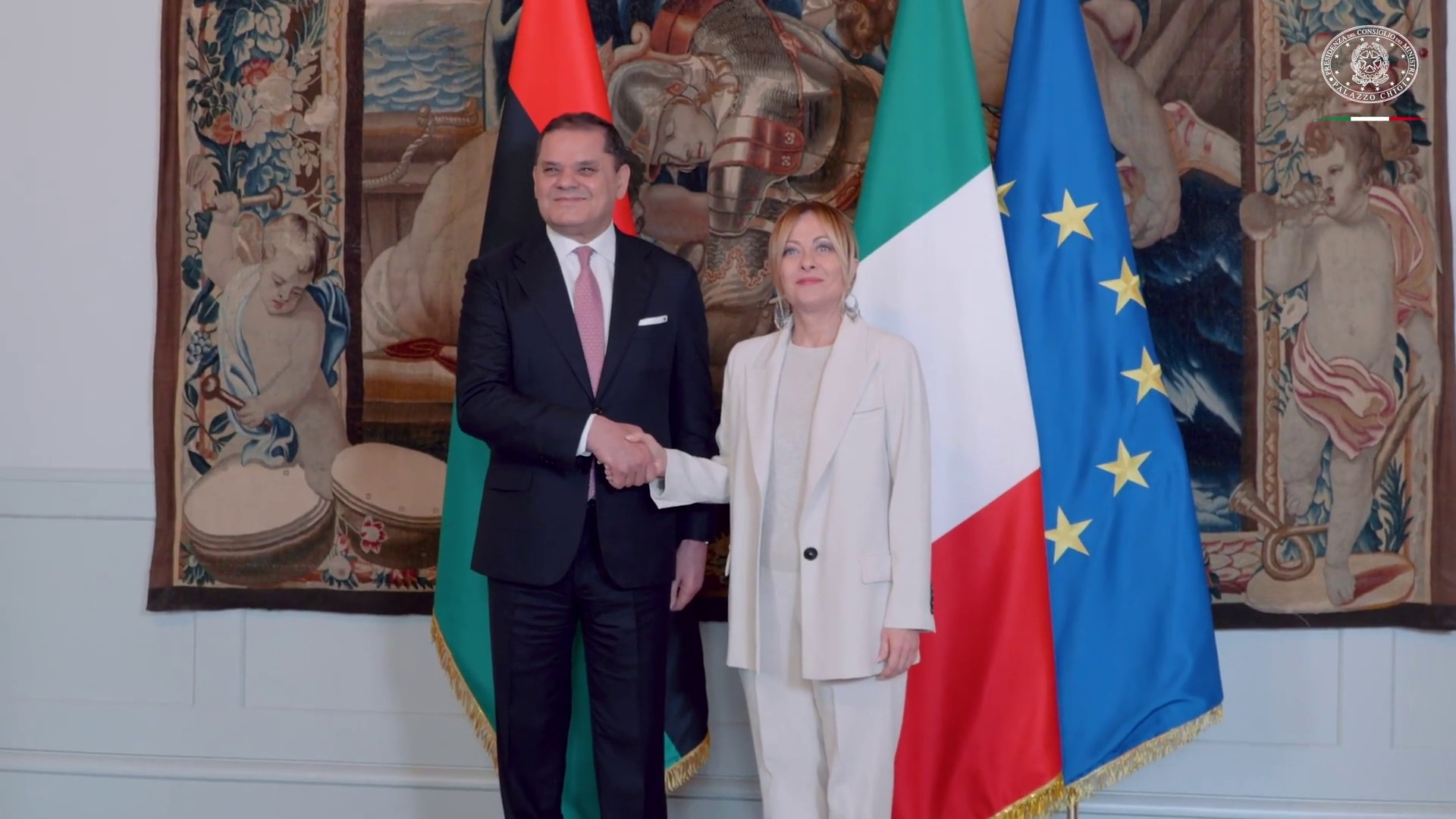 Meloni incontra il primo ministro del Governo di Unità Nazionale libico