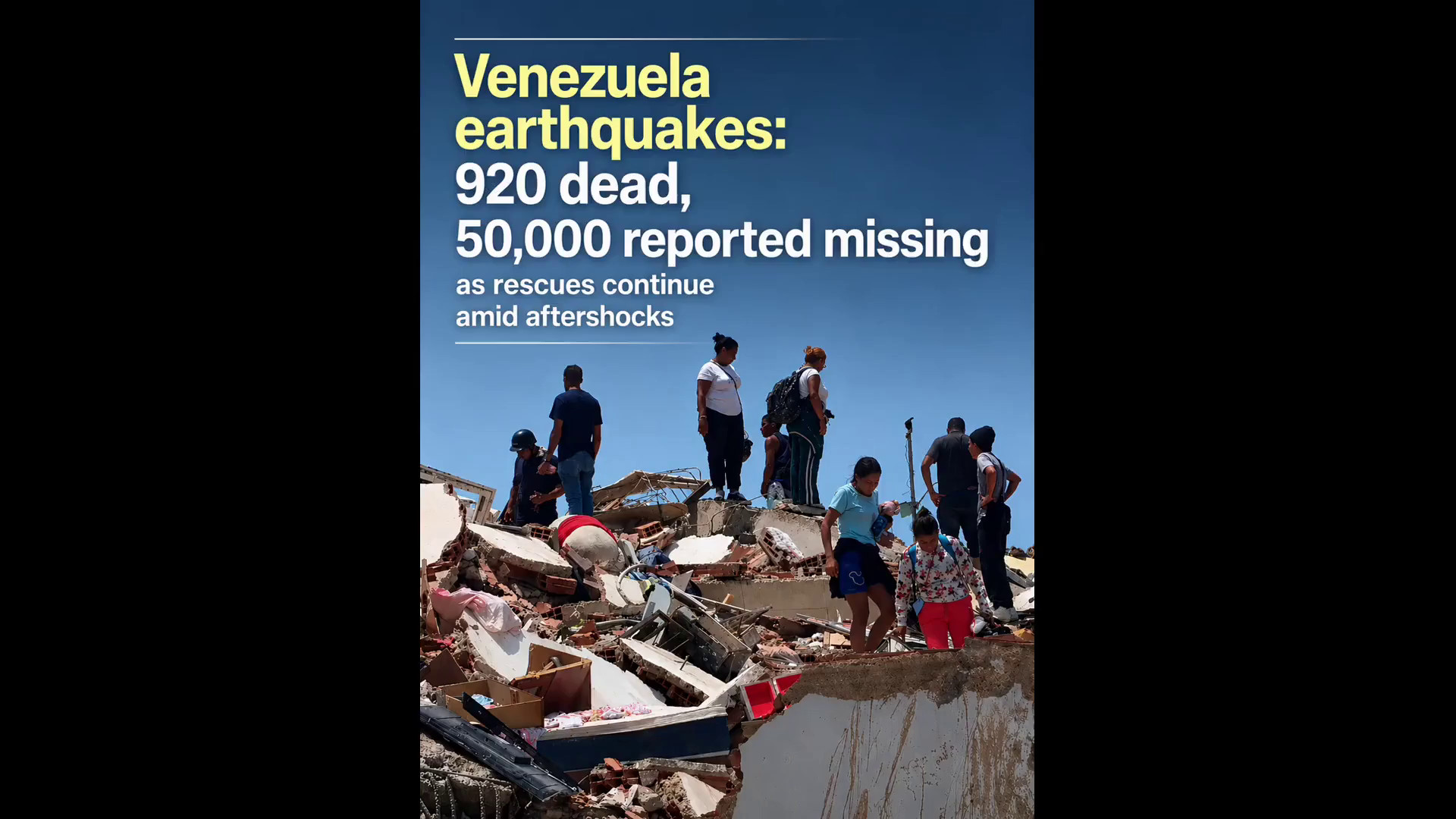 Terremoti in Venezuela, 920 morti e 50.000 dispersi. Proseguono ricerche