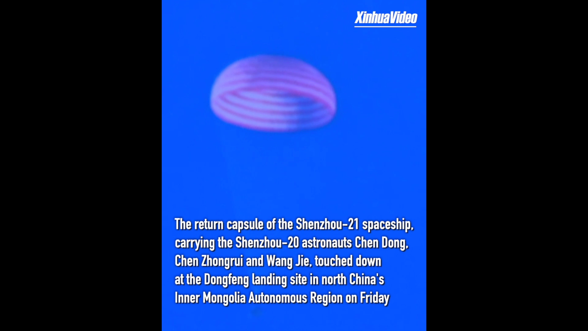 Cina: la capsula di rientro di Shenzhou-21 tocca terra