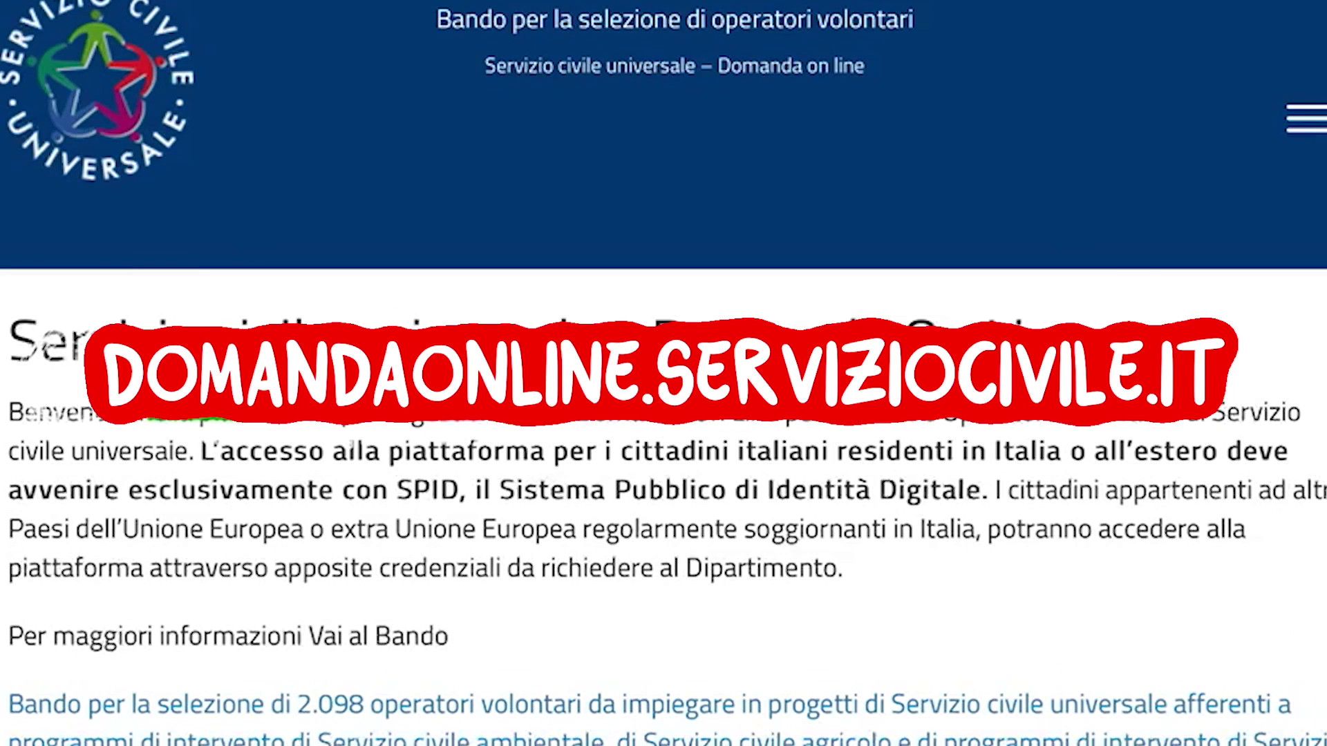 Vuoi diventare operatore volontario? Ecco il bando!