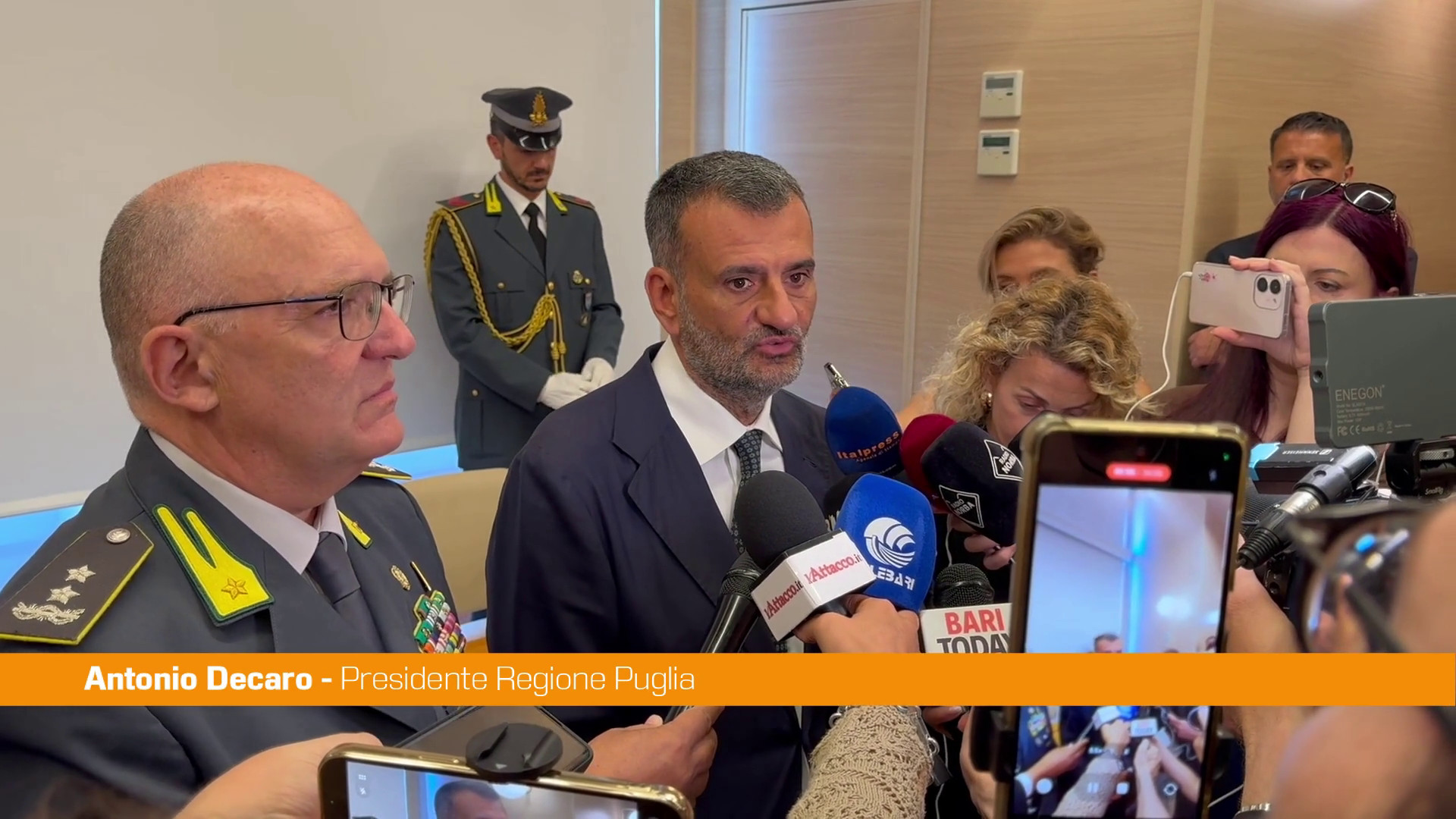 Protocollo Regione Puglia-GDF sull'agricoltura, Decaro 