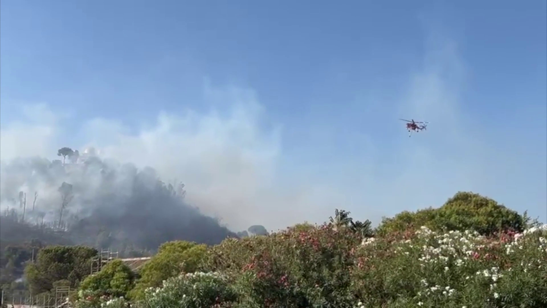 Rogo di Monte Mario, elicotteri al lavoro. A rischio auto e abitazioni