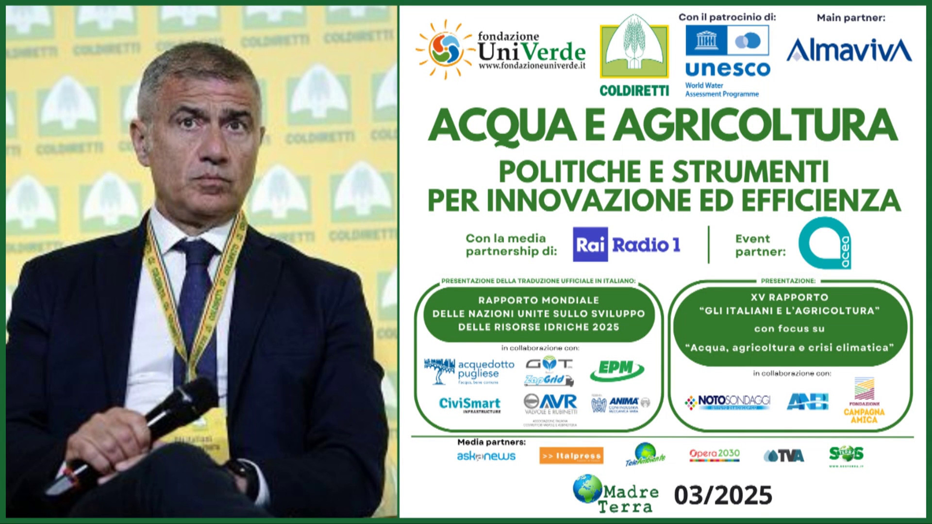 Madre Terra - Acqua e Agricoltura: convegno a Roma il 25 marzo