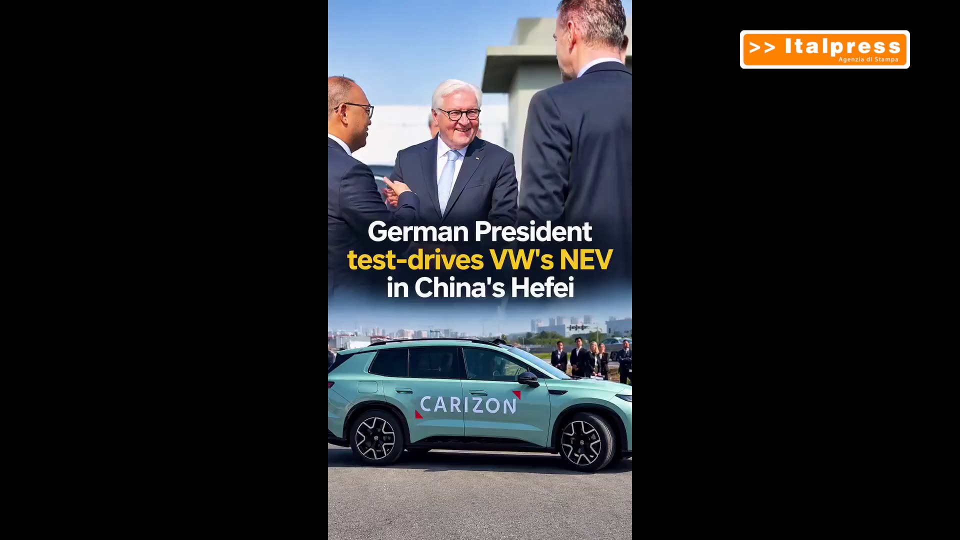 Cina: presidente tedesco prova un veicolo a nuova energia di Volkswagen a Hefei