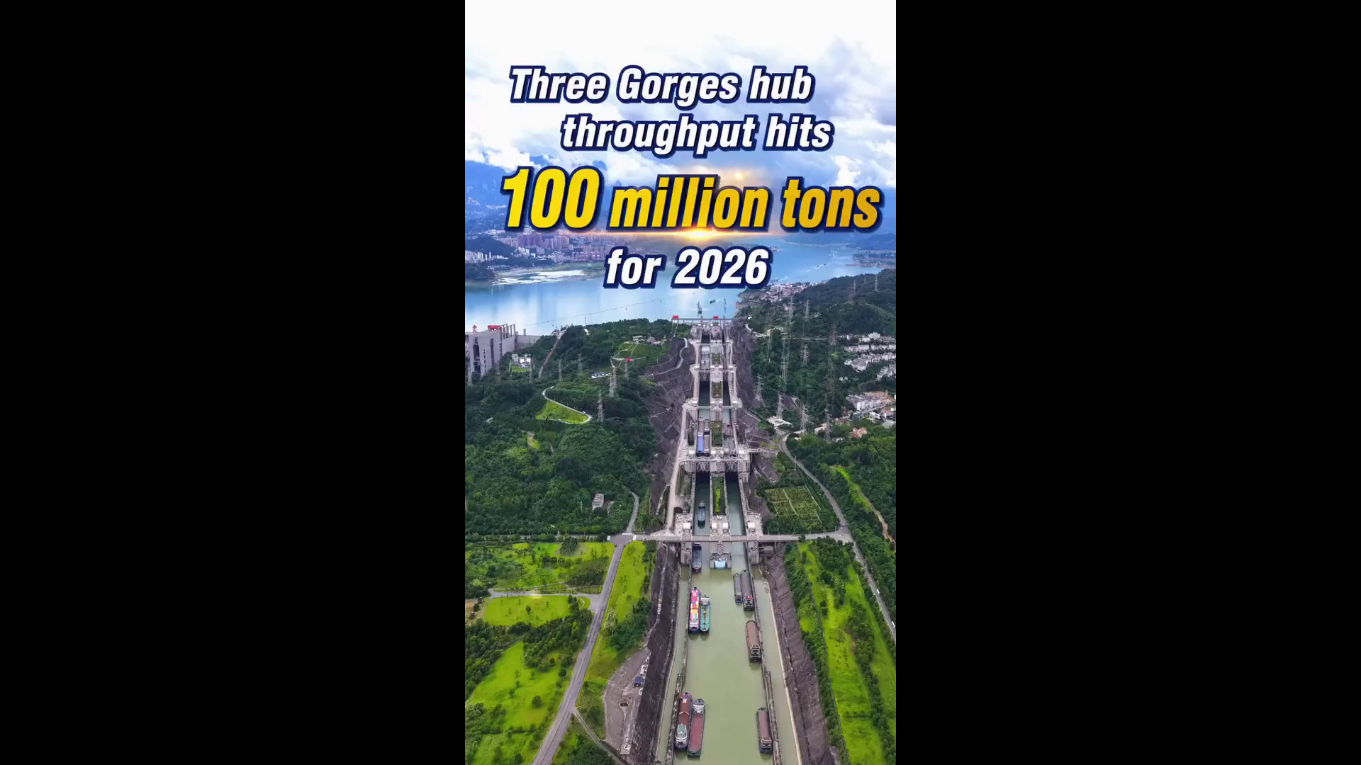 Cina: hub Tre Gole, volume di traffico merci raggiunge 100mln tonnellate in 2026