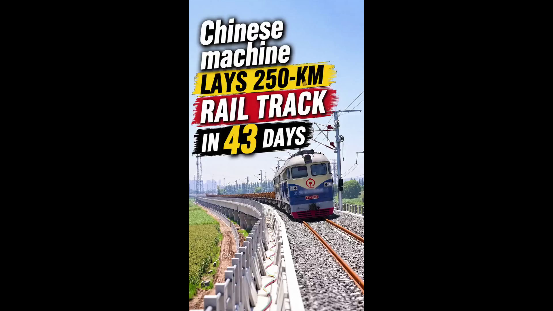 Cina: macchina posabinari completa 250 km di linea AV in 43 giorni