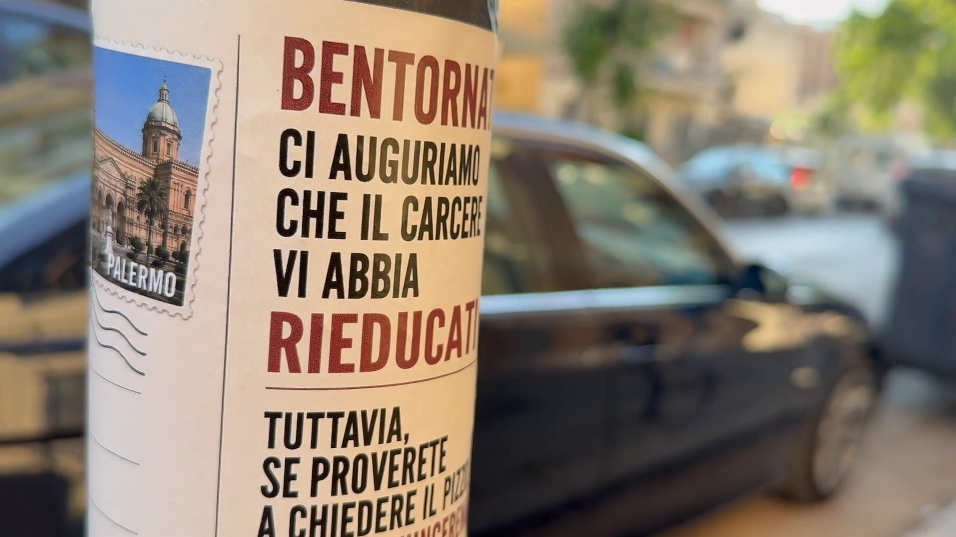 Palermo, cartoline in strada per boss scarcerati 