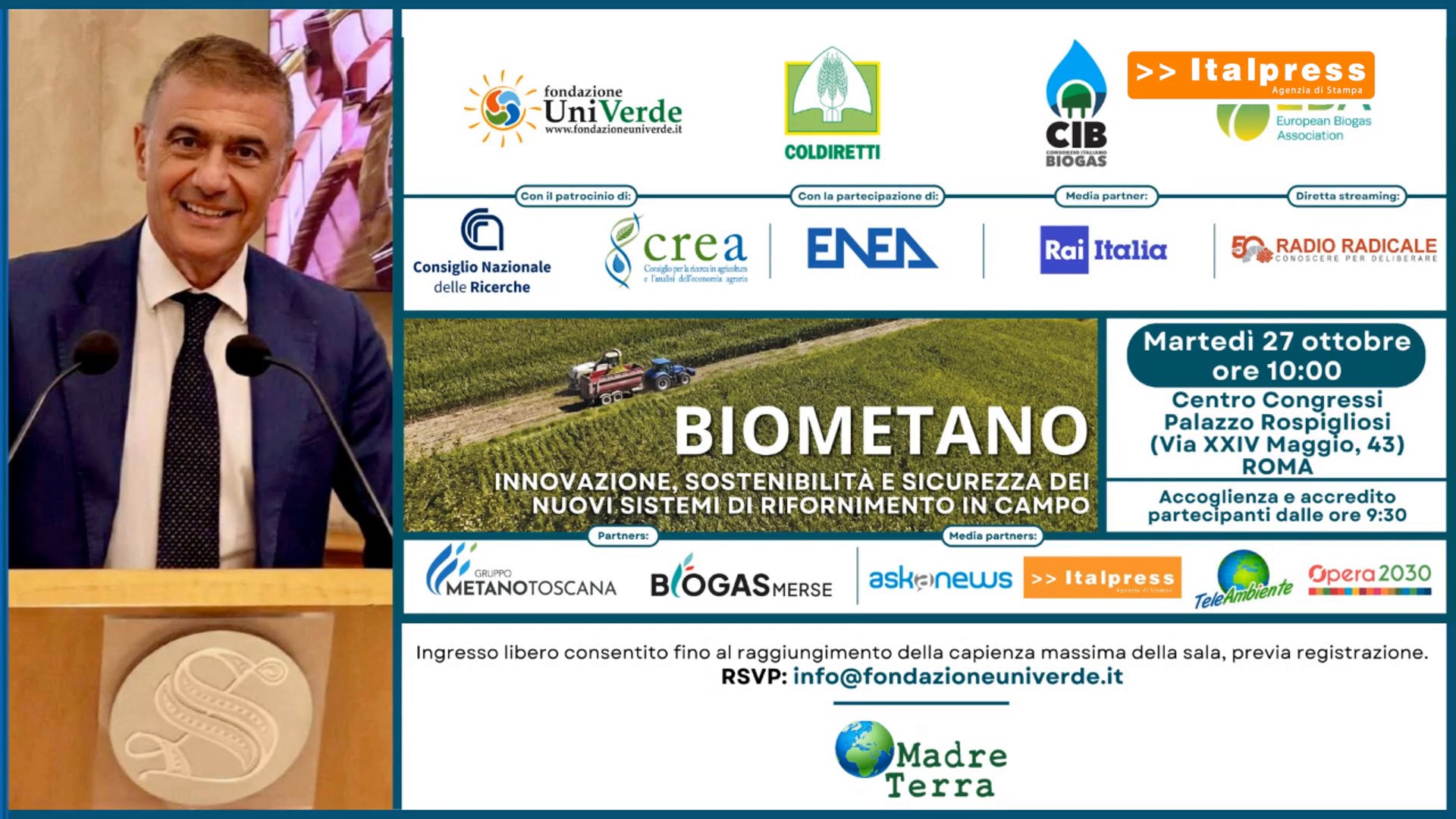 Madre Terra - Convegno su Biometano a Roma, 27 ottobre