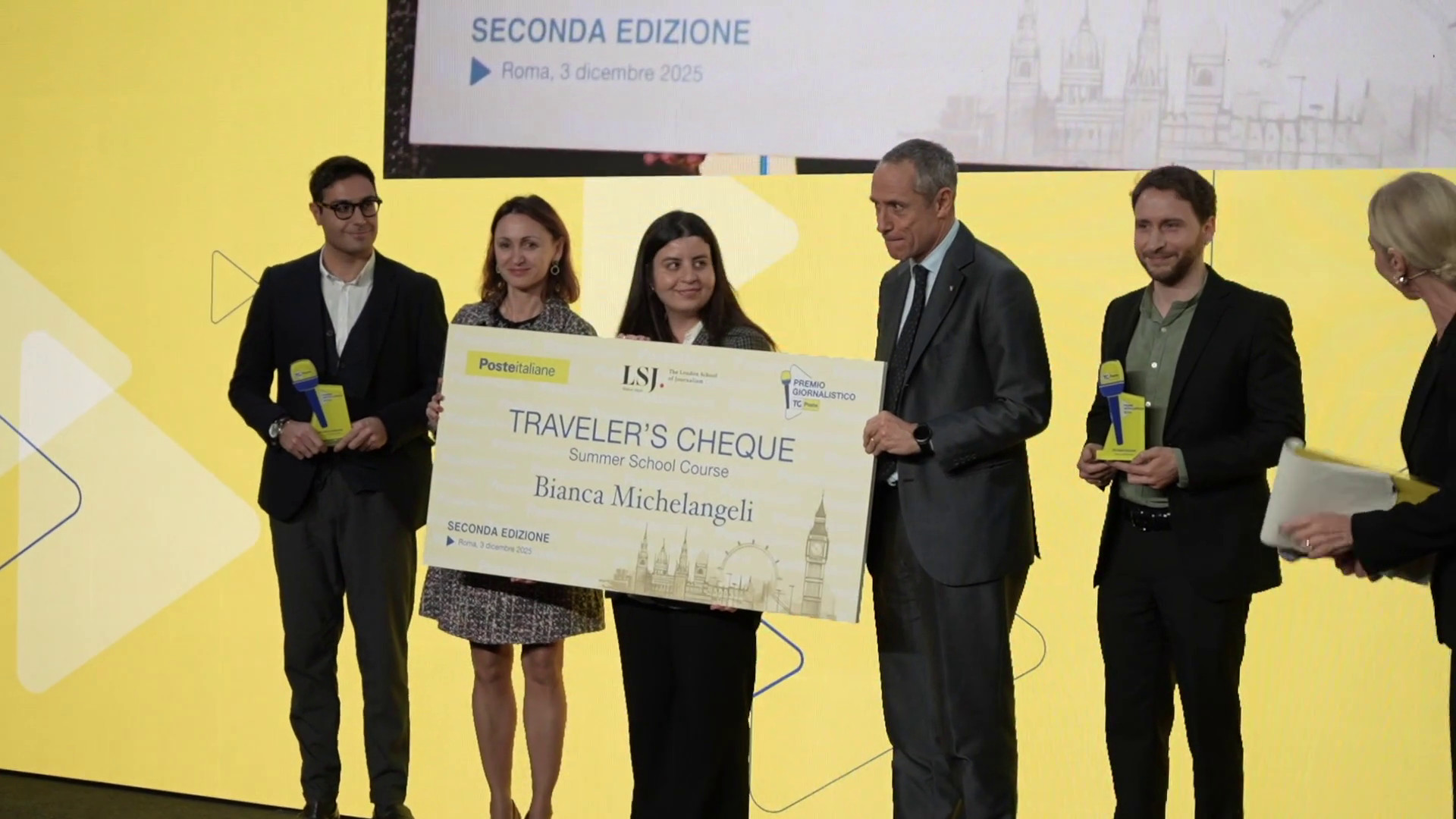 Premio giornalistico Tg Poste, Bianca Michelangeli vince la seconda edizione