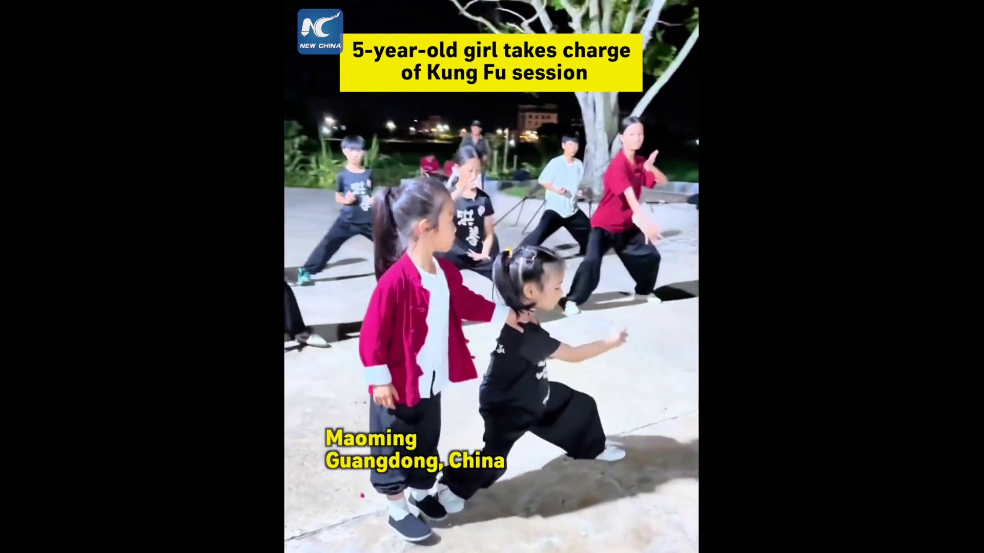 Cina, a cinque anni guida una sessione di allenamento di kung fu
