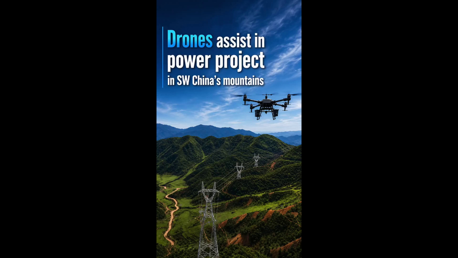 Cina, droni trasportano materiali edili tra le montagne del sud-ovest