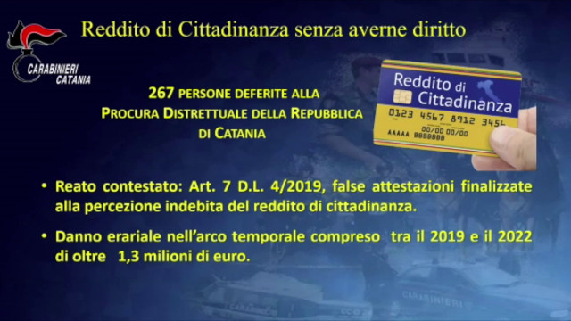 Denunciati 267 “furbetti” del Reddito di Cittadinanza nel Catanese