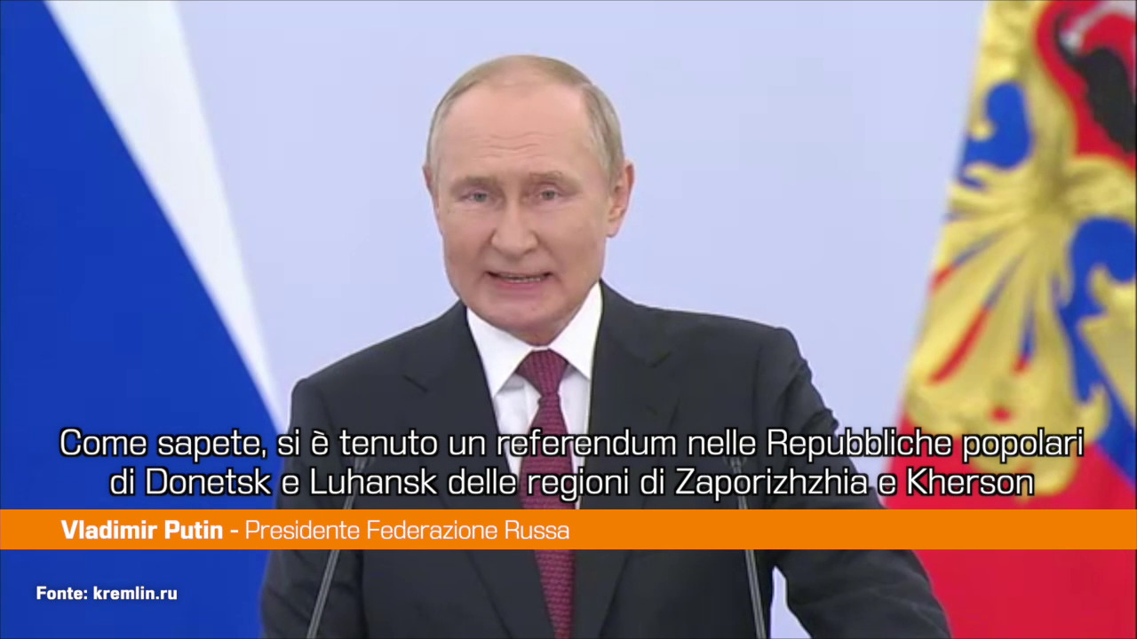 <div>La Russia annette 4 regioni ucraine, Putin 