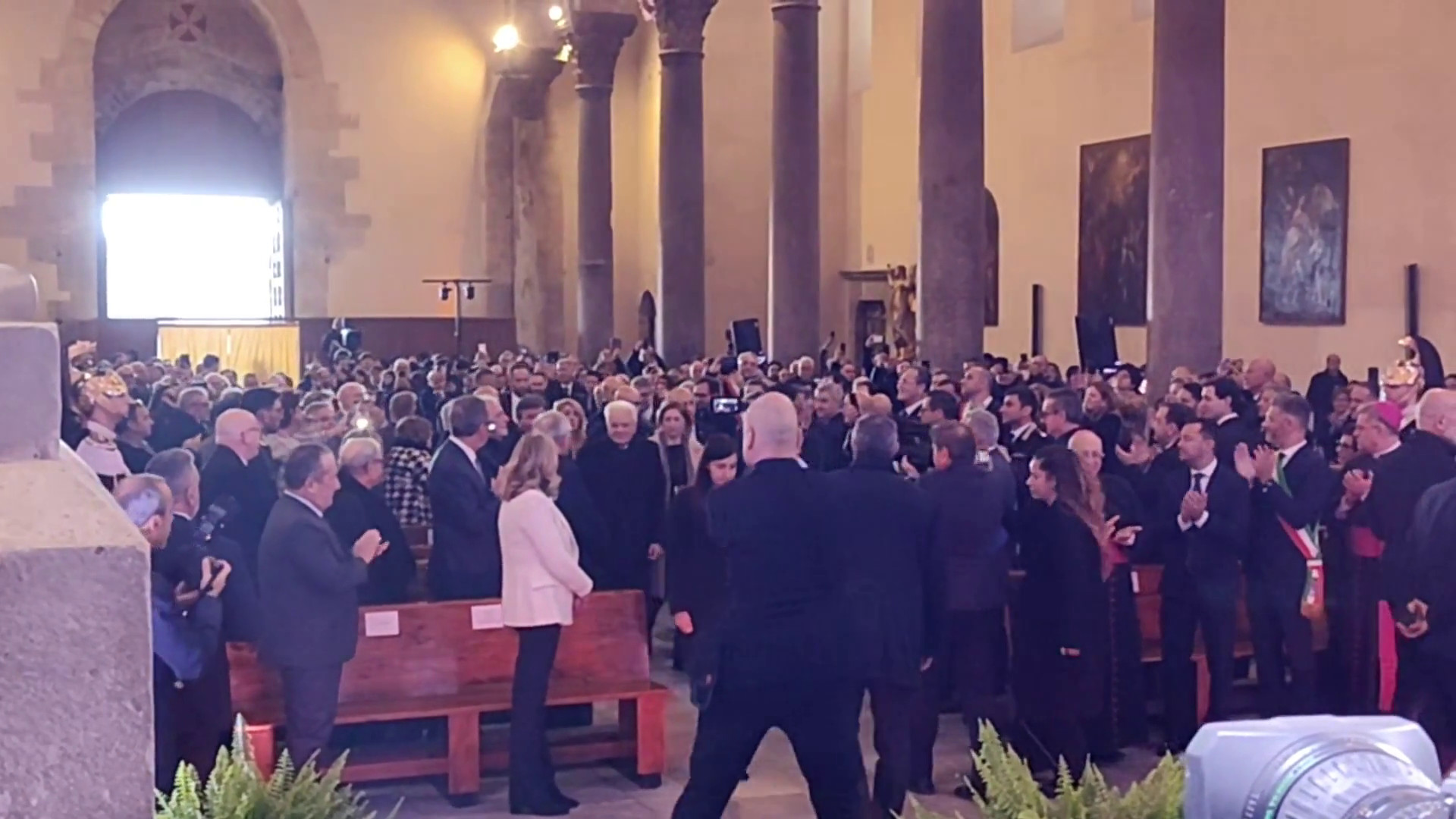 L'arrivo di Mattarella alla cattedrale di Cefalù per convegno sul Mediterraneo