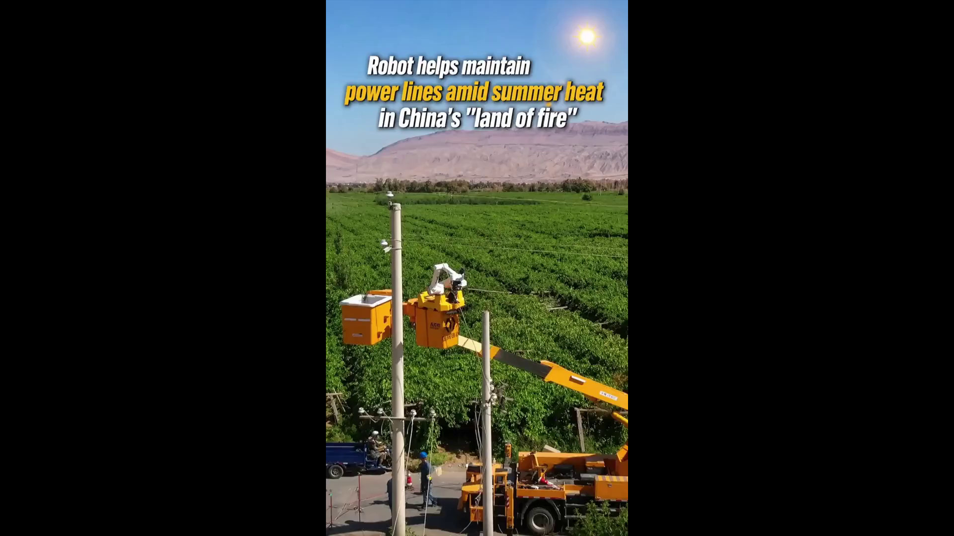 Cina, robot aiuta a mantenere le linee elettriche nello Xinjiang